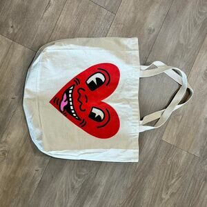 Keith haring heart tote bag
